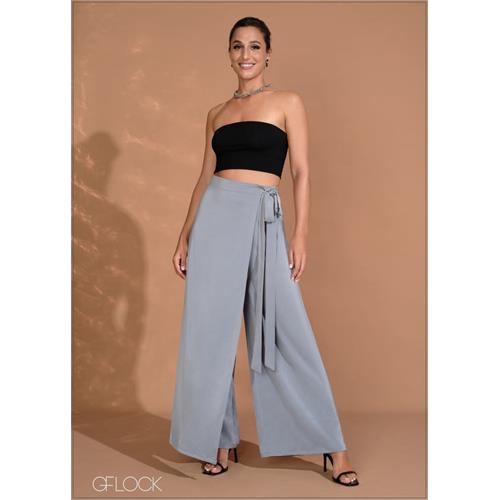 High Waisted Tie-Up Detail Flare Pant - 260724