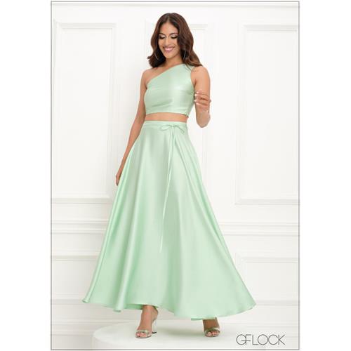 High Waisted Tie Up Flared Maxi Skirt - 290923