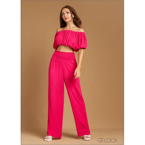 High Waist Smocked Pant - 041223