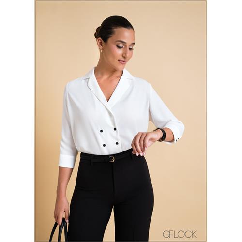 Lapel Collar Double Breasted Shirt - 250324