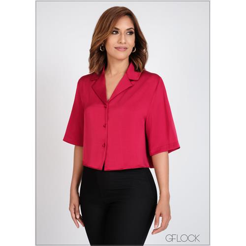 Lapel Collared Button Down Top - 310524