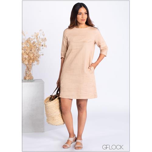 Linen Shift Dress - 385