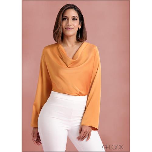 Long Sleeved Cowl Neck Top - 190124