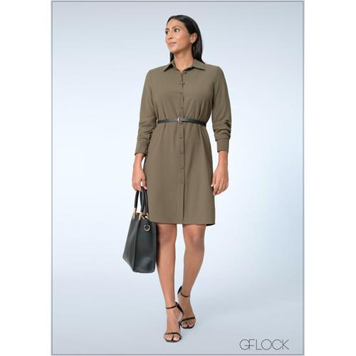 Long Sleeve Shirt Dress - 200625