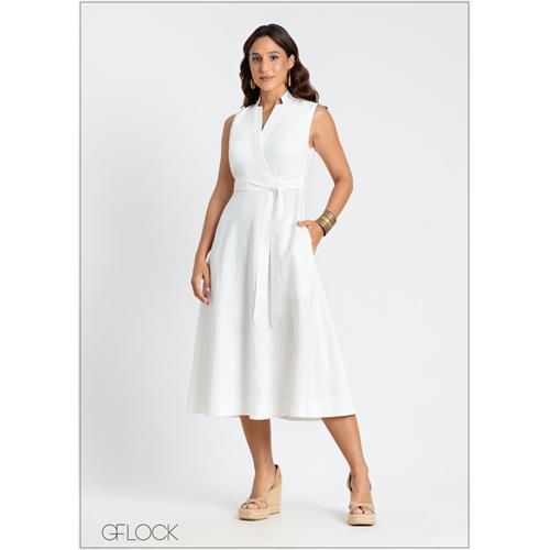 Notch Neck Midi Dress - 211024