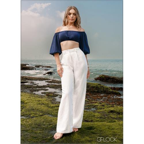 Off Shoulder Balloon Sleeve Top - 180324