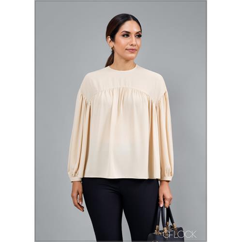 Oversized Blouse With Gatherings - 260224