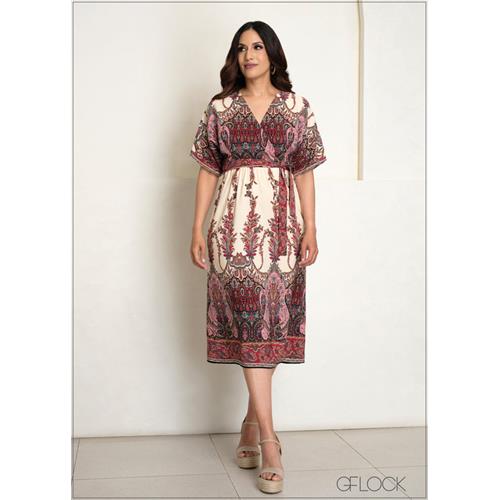Paisley Printed Midi Dress - 140625