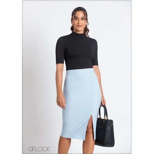 Pencil Skirt With Side Slit - 050824