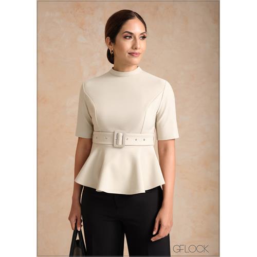 Peplum Belted Top - 210524