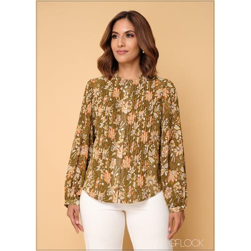 Pleat Detail Printed Blouse - 050624