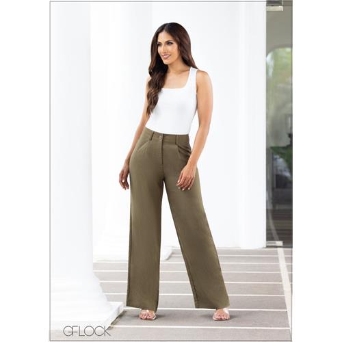 Pleat Detail Wide Leg Pant - 231023