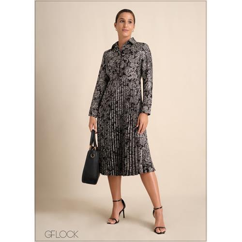 Printed Pleated Dress - 110324