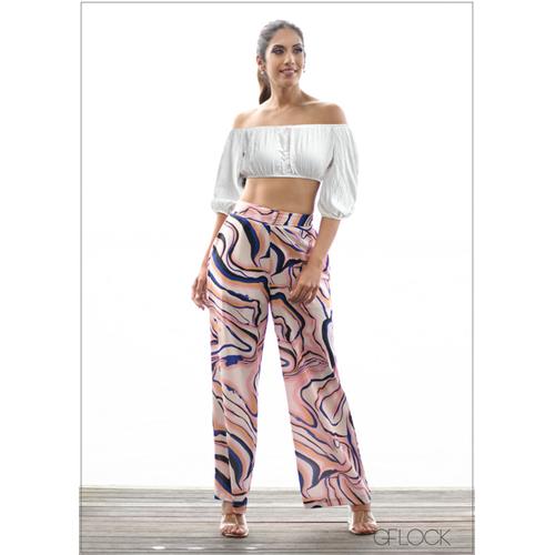 Printed Wide Leg Pant - 031123