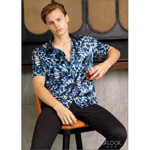 Roll-Up Short Sleeve Printed Shirt - 060624 - 01