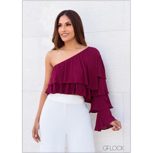 Ruffle Layered One Shoulder Top - 280723