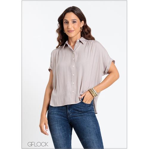 Short Sleeve Button-Up Top - 141024