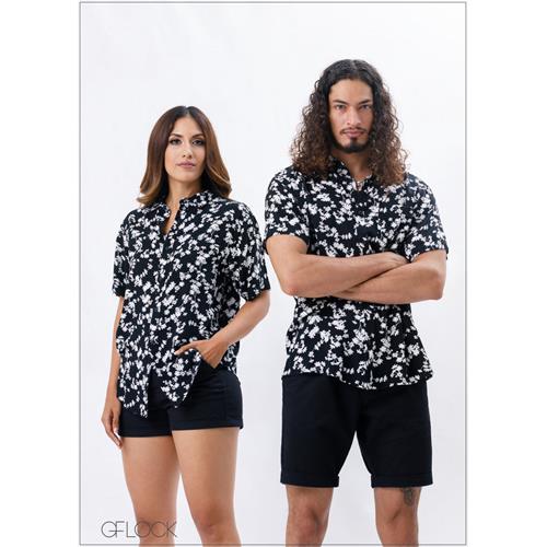 Short Sleeve Printed Viscose Shirt - 280423