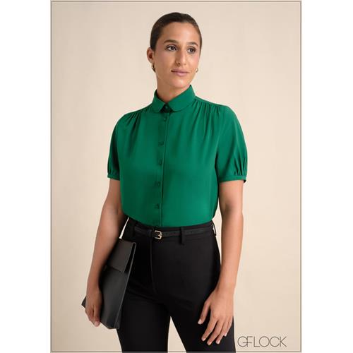 Short Sleeve Top With Peter Pan Collar - 110324