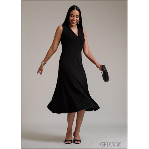 Shoulder Knot Detailed Midi Dress - 311025