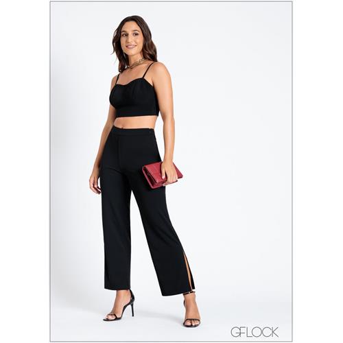 Side Slit Straight Leg Pant - 120824