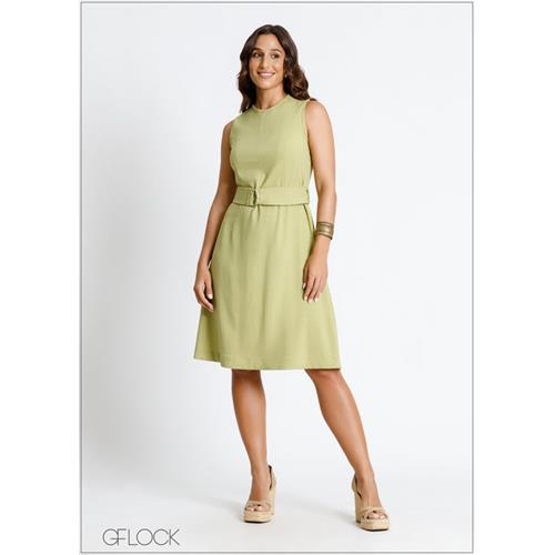 Sleeveless Belted Dress - 010724