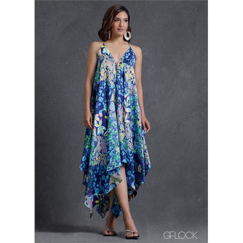 Sleeveless Printed Tie-Up Dress - 230224