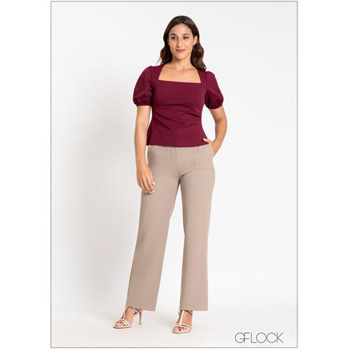 Straight Leg Pant With Seam - 041124