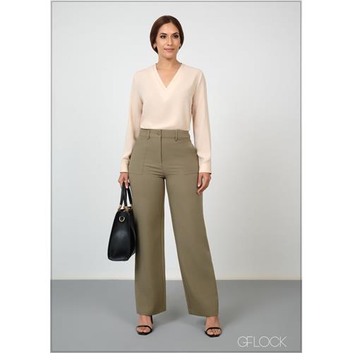 Straight Leg Pant With Seam - 100624