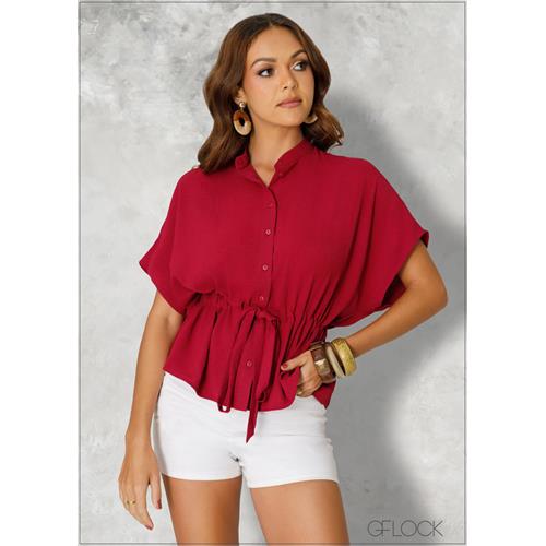 Tie-Front Detail Peplum Top - 080324