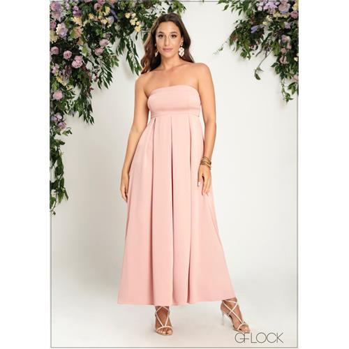 Tube Box Pleated Maxi Dress - 190724