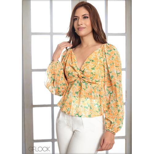 Twisted Balloon Sleeve Top - 170624