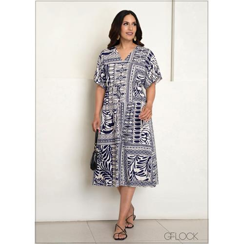 V-Neck Kaftan Dress - 140625