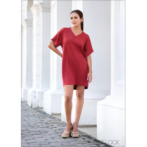 V-Neck Shift Dress - 010124