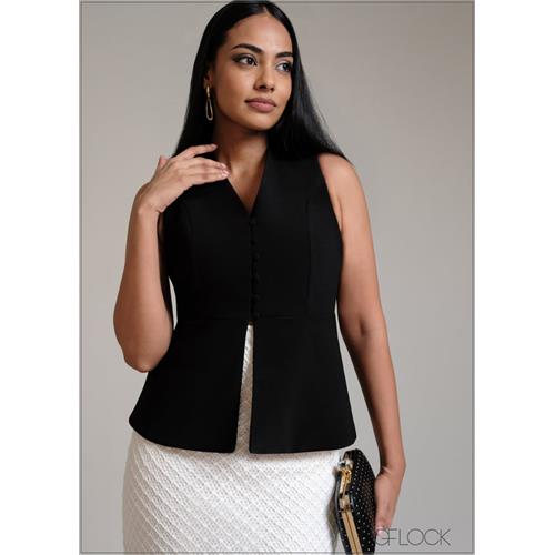 V-Neck Sleeveless Blazer Top - 311025