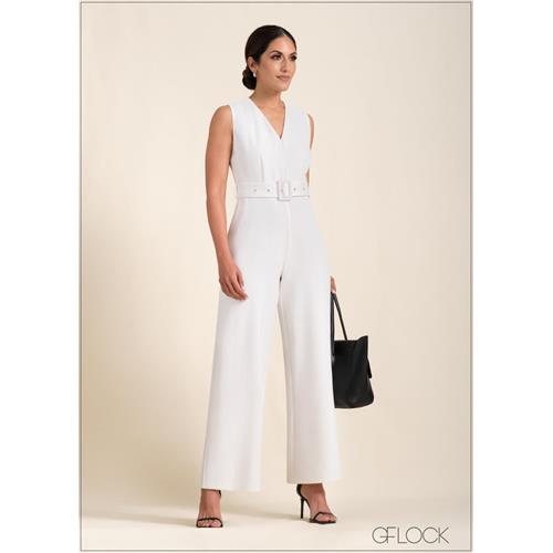 V-Neck Sleeveless Jumpsuit - 221123