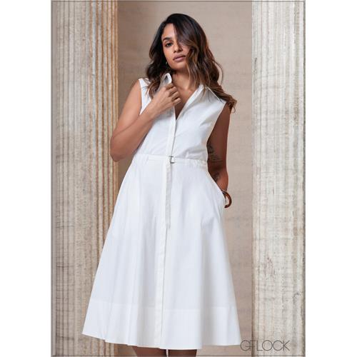 Waist Detailed Shirt Dress - 201025
