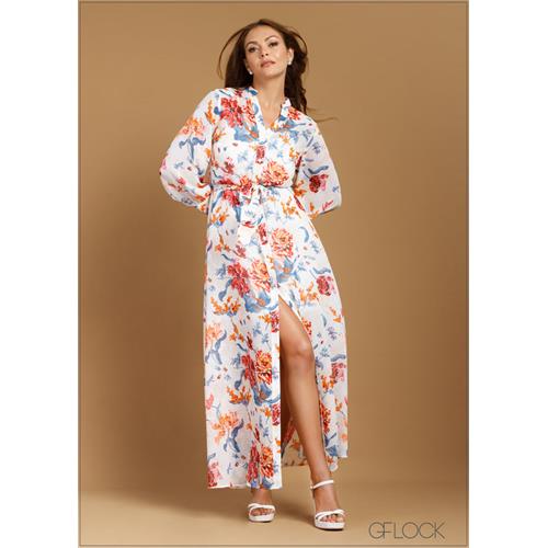 Floral Maxi Shirt Dress - 041223