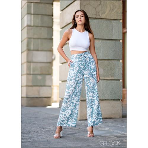 Floral Printed Wide Leg Pant - 010124