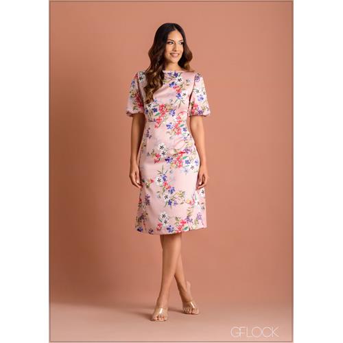 Floral Puff Sleeve Dress - 220523