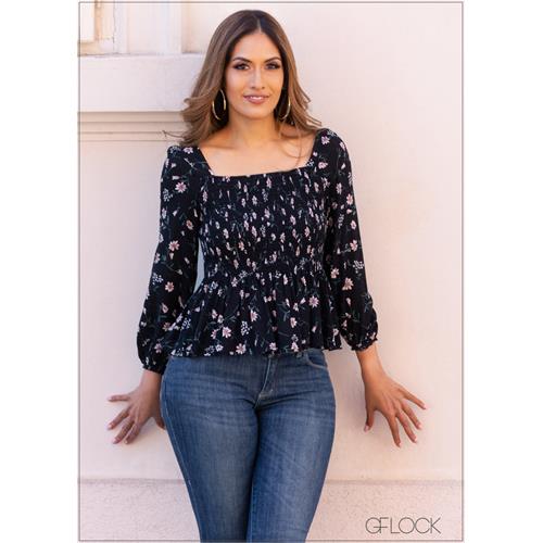 Floral Smoked Top - 2603