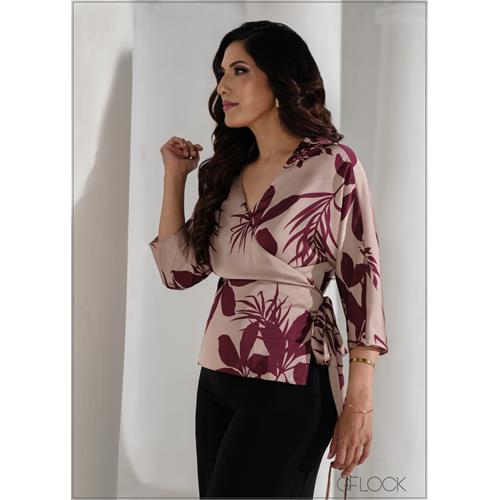 Front Knot Detailed Wrap Top - 090625