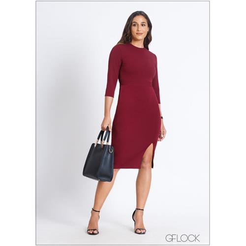 Front Slit Bodycon Dress - 290724