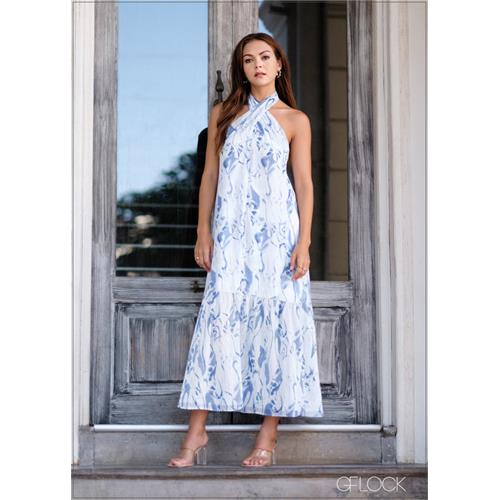 Halter Neck Printed Maxi Dress - 010124