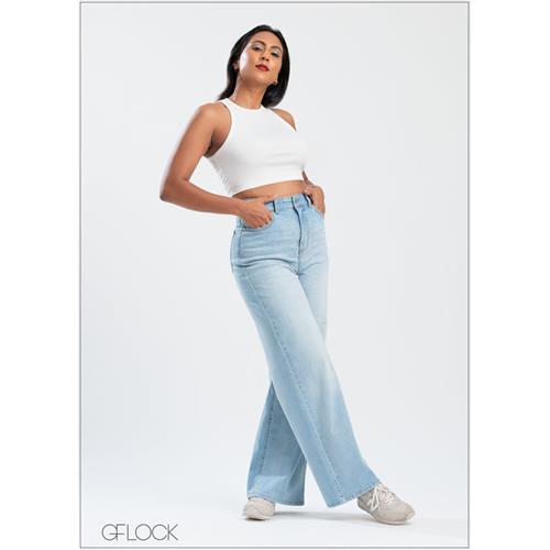 Light Wash Wide Leg Jean - Long Length - 250625