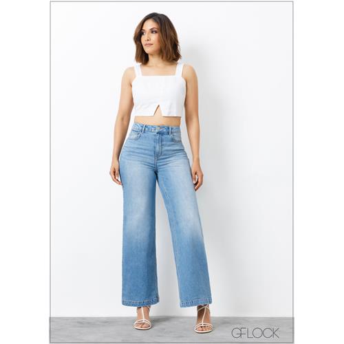 Light Wash Wide Leg Jean - Short Length - 310324