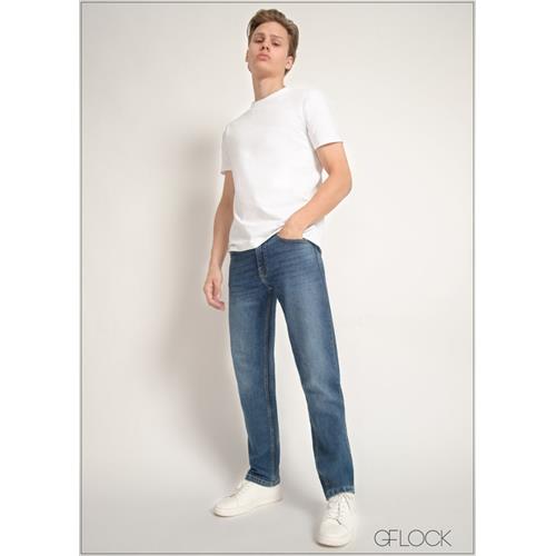 Mid Wash Straight Leg Jean - Long Length- 170624D