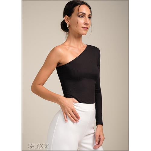 One Shoulder Rib Top - 100723