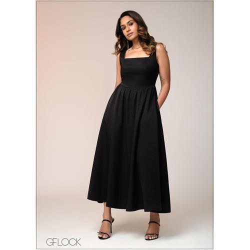 Square Neck Flared Dress - 271025