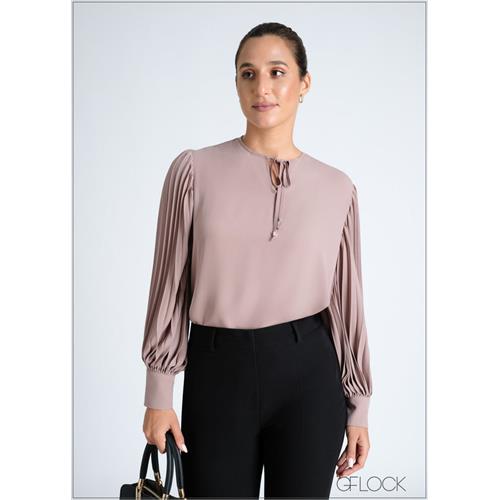 Top With Pleated Sleeves - 080724